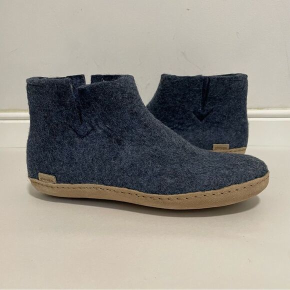 Glerups Wool Boots Sleepers Leather Sole Size 39 in Denim NEW - Picture 3 of 10